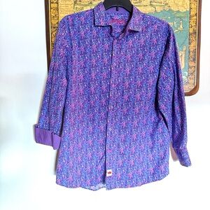 Jerry Garcia Excelsior Shirt Mens XL Button Up Purple Abstract Art Grateful Dead